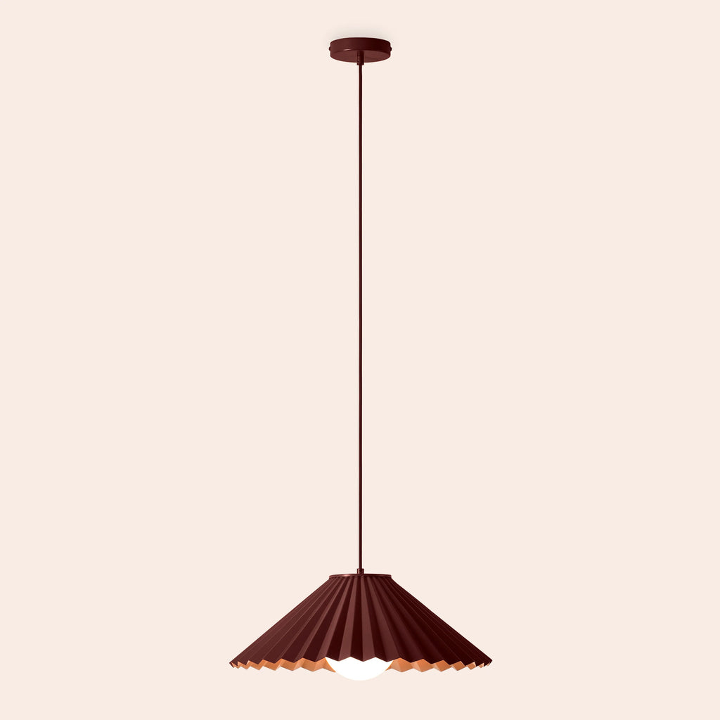 Burgundy Pleat Pendant Ceiling Light − Large − Houseof X Emma Gurner houseof.com