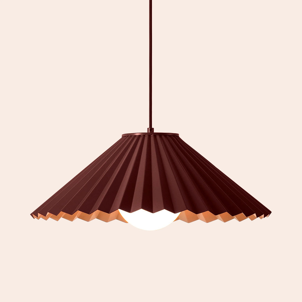 Burgundy Pleat Pendant Ceiling Light − Large − Houseof X Emma Gurner houseof.com