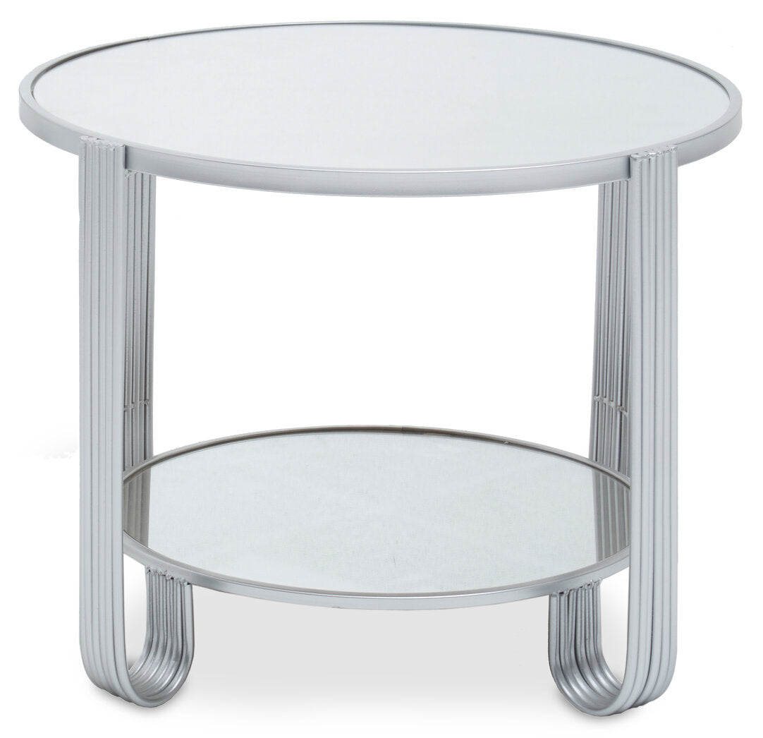 Round Mirror Side Table on white background