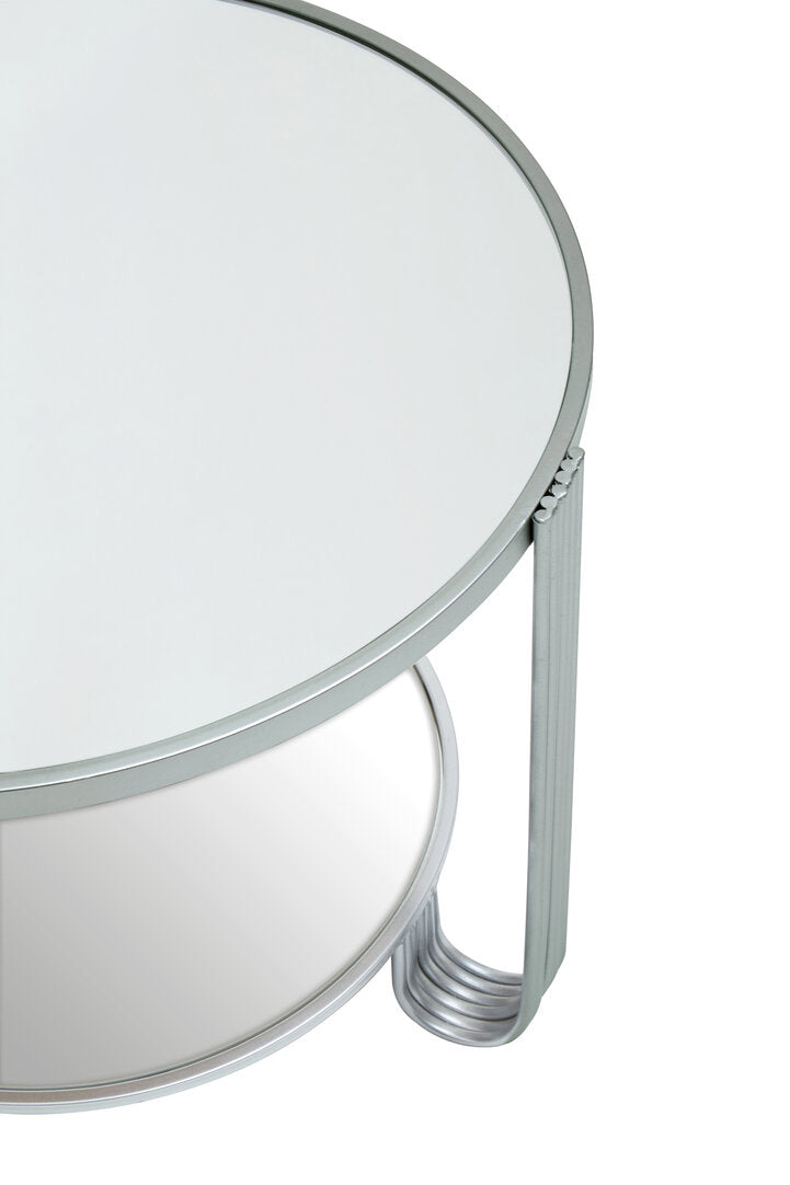 Round Mirror Side Table on white background