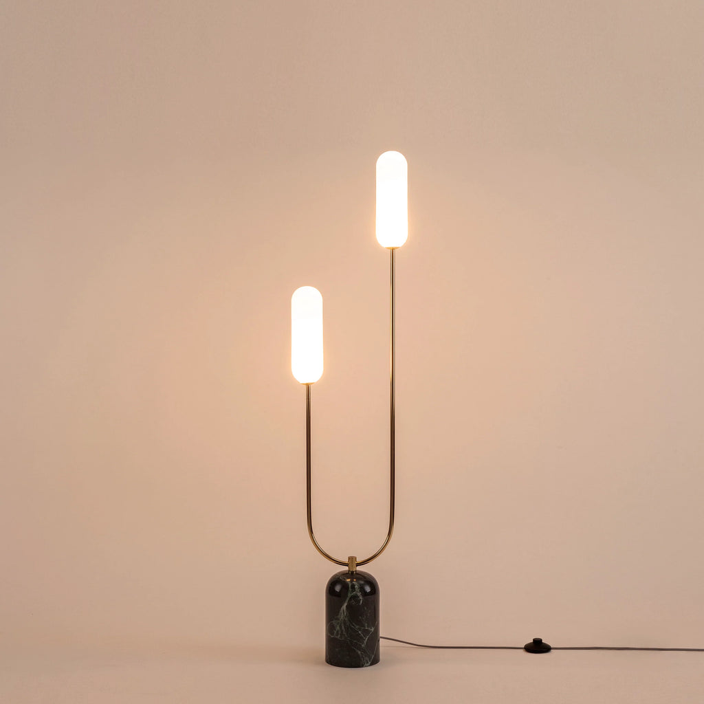 Olive Green Marble Curve Floor Lamp − Houseof houseof.com