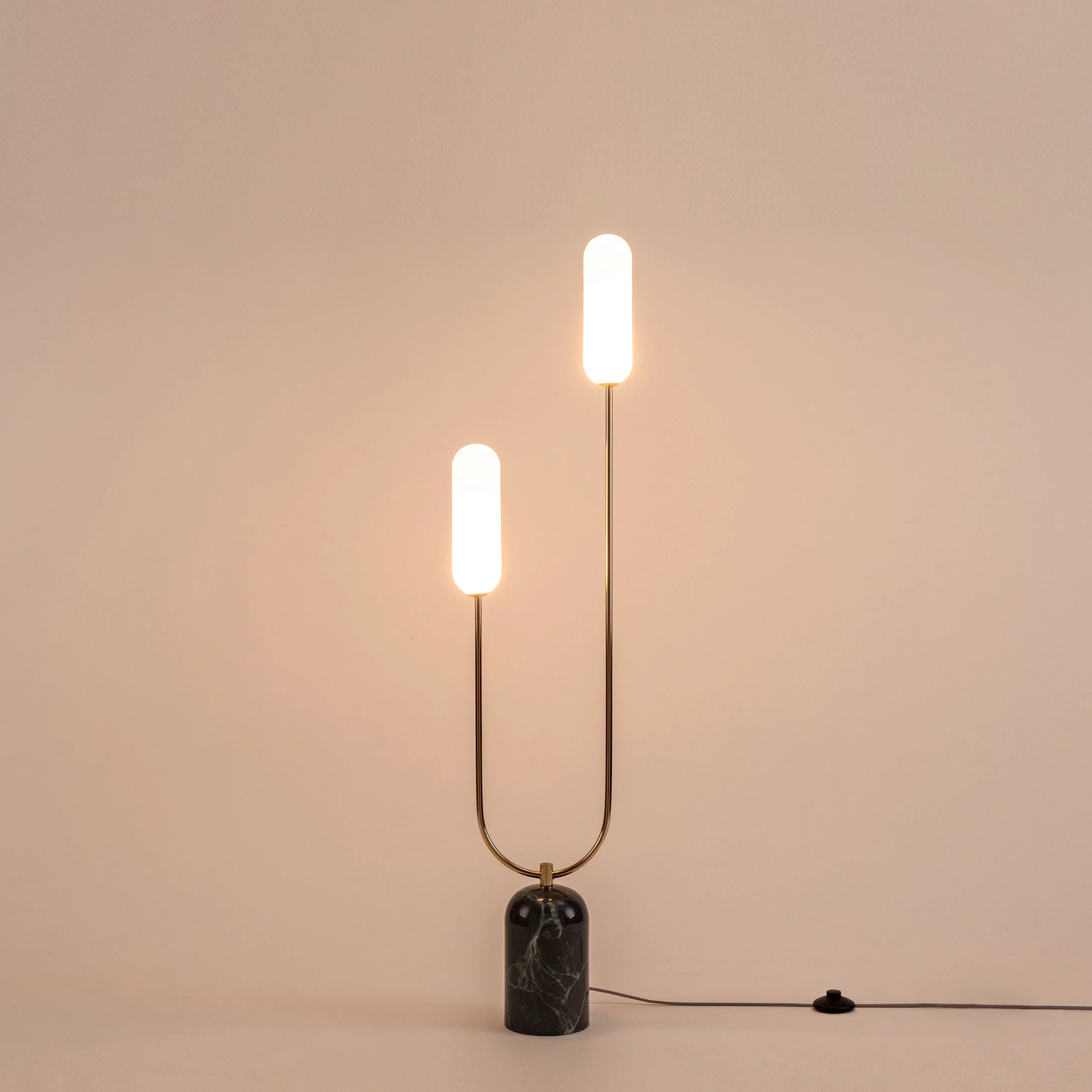 Olive Green Marble Curve Floor Lamp − Houseof houseof.com