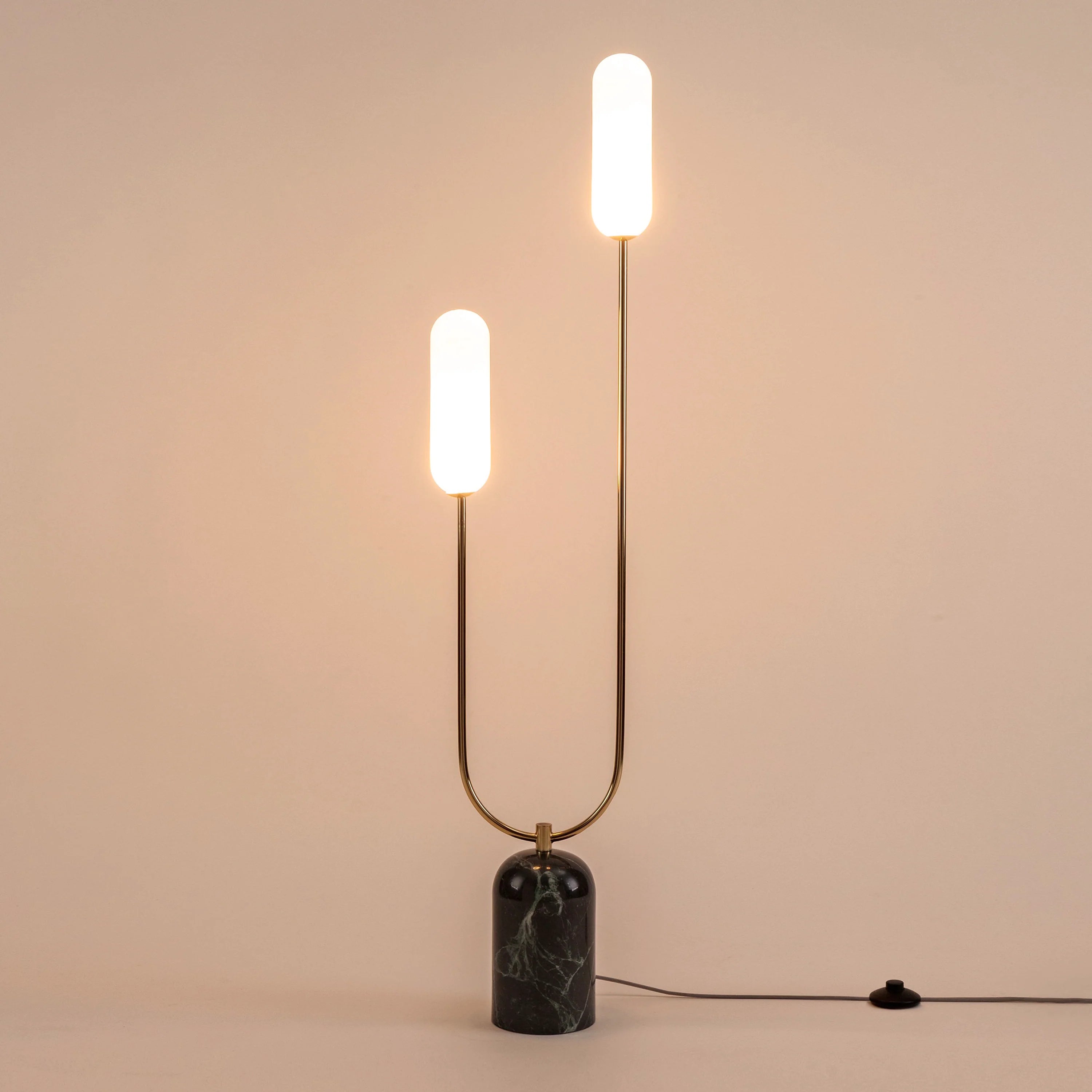 Olive Green Marble Curve Floor Lamp − Houseof houseof.com