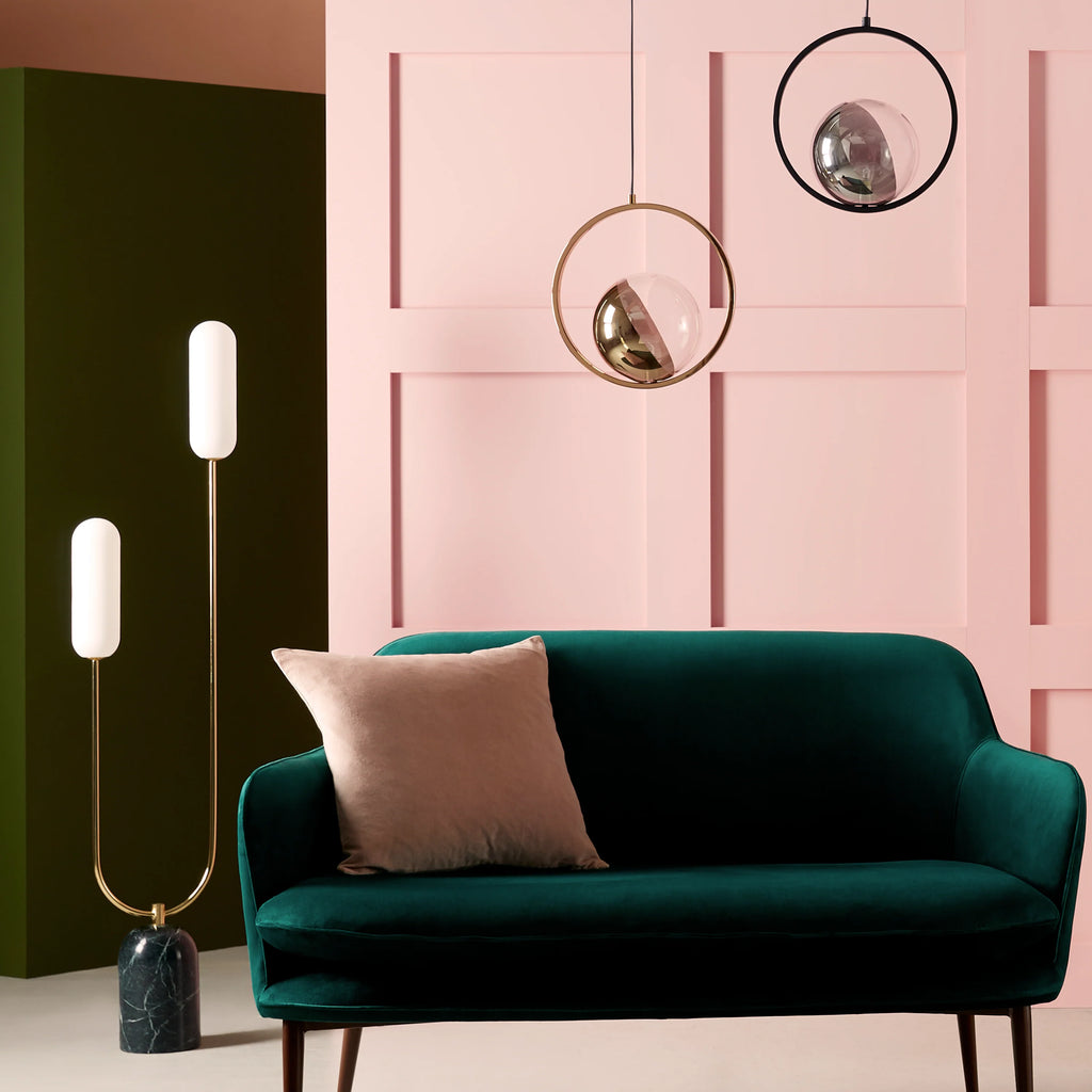 Olive Green Marble Curve Floor Lamp − Houseof houseof.com