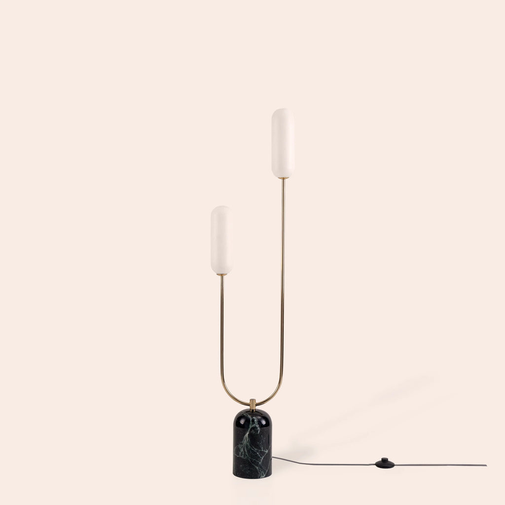 Olive Green Marble Curve Floor Lamp − Houseof houseof.com