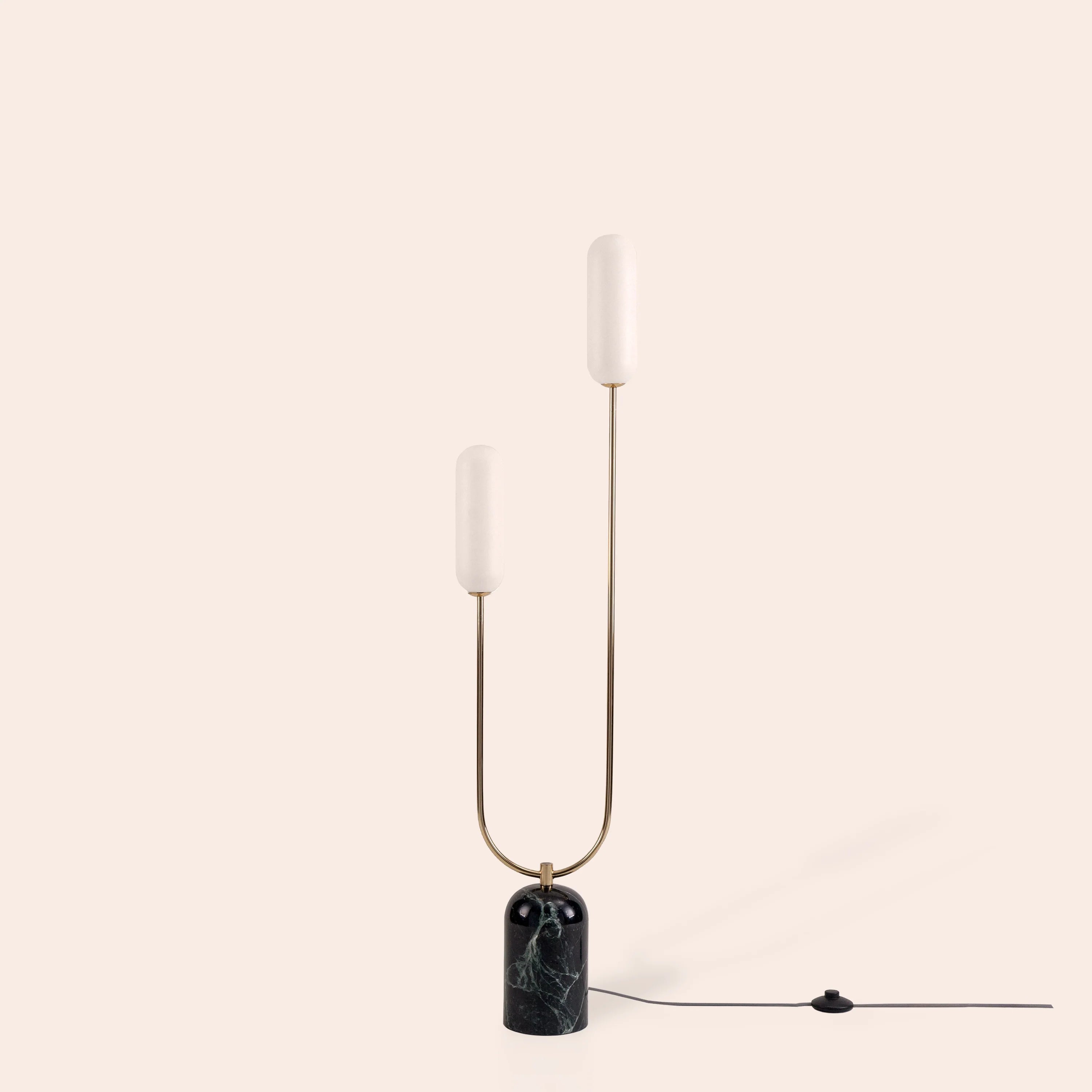 Olive Green Marble Curve Floor Lamp − Houseof houseof.com