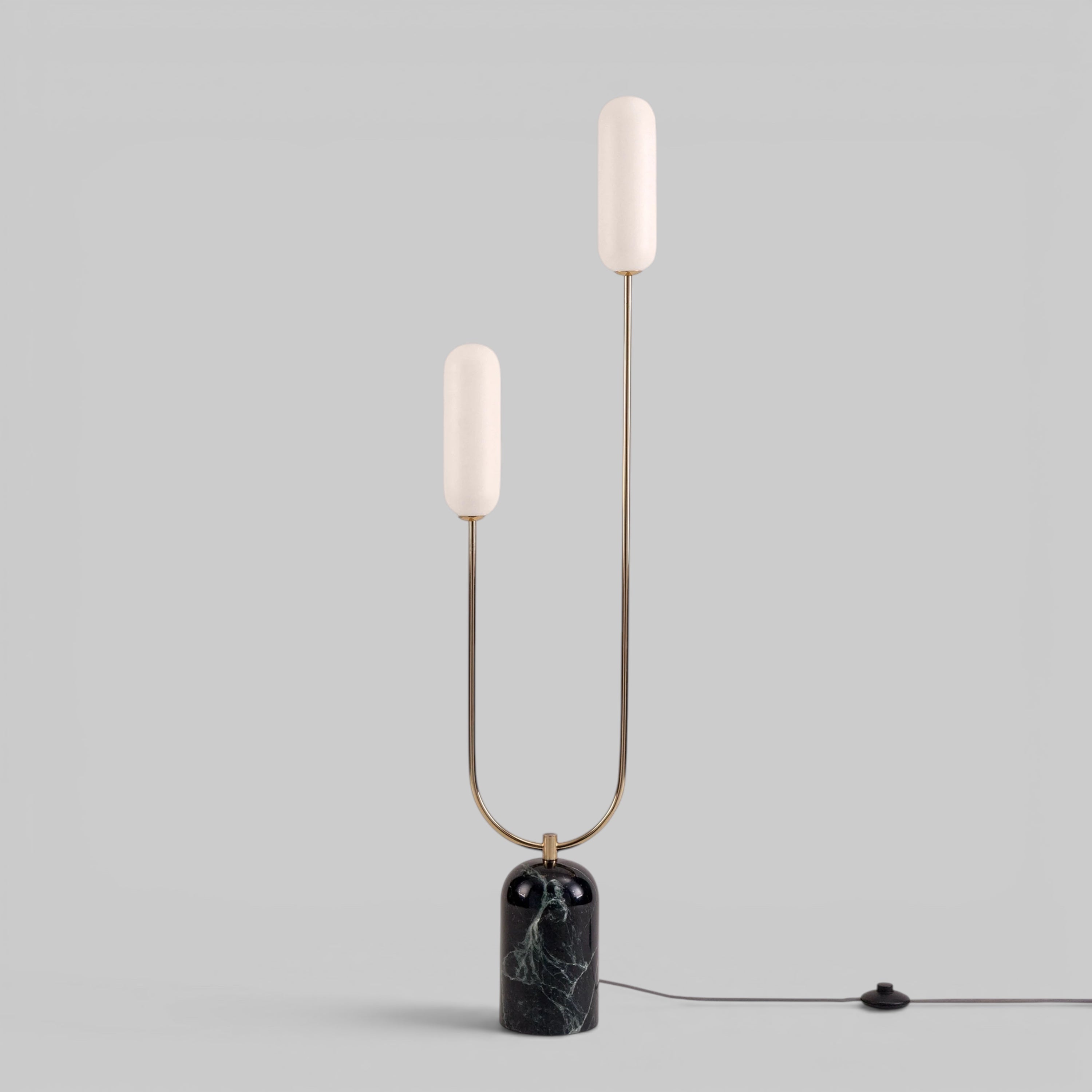 Olive Green Marble Curve Floor Lamp − Houseof houseof.com