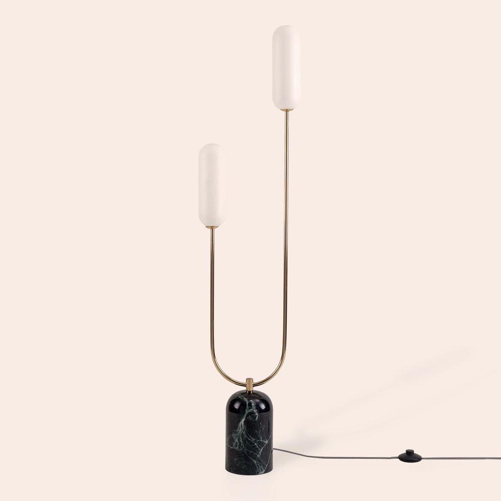 Olive Green Marble Curve Floor Lamp − Houseof houseof.com