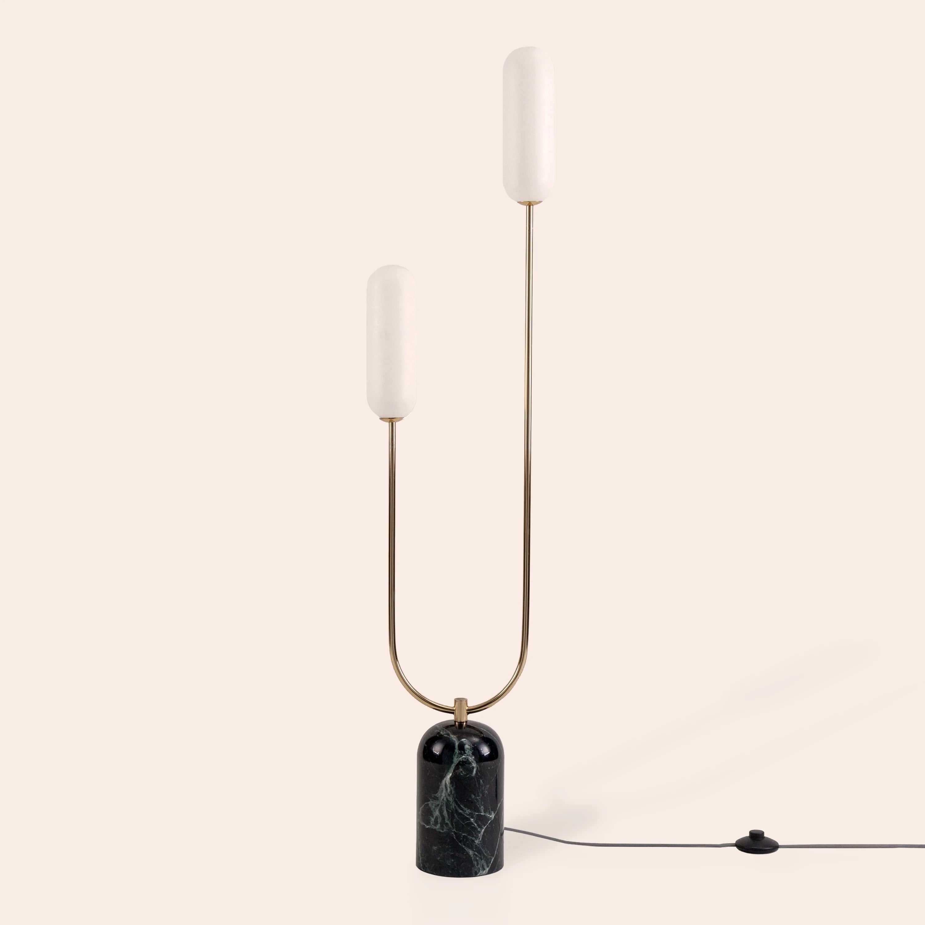 Olive Green Marble Curve Floor Lamp − Houseof houseof.com