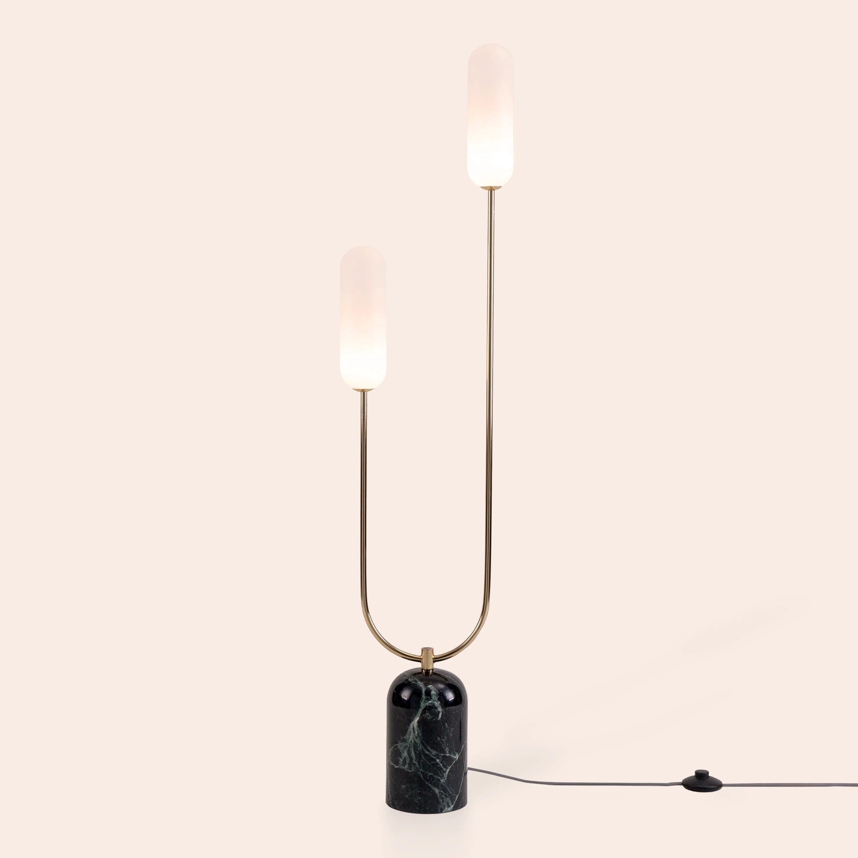 Olive Green Marble Curve Floor Lamp − Houseof houseof.com