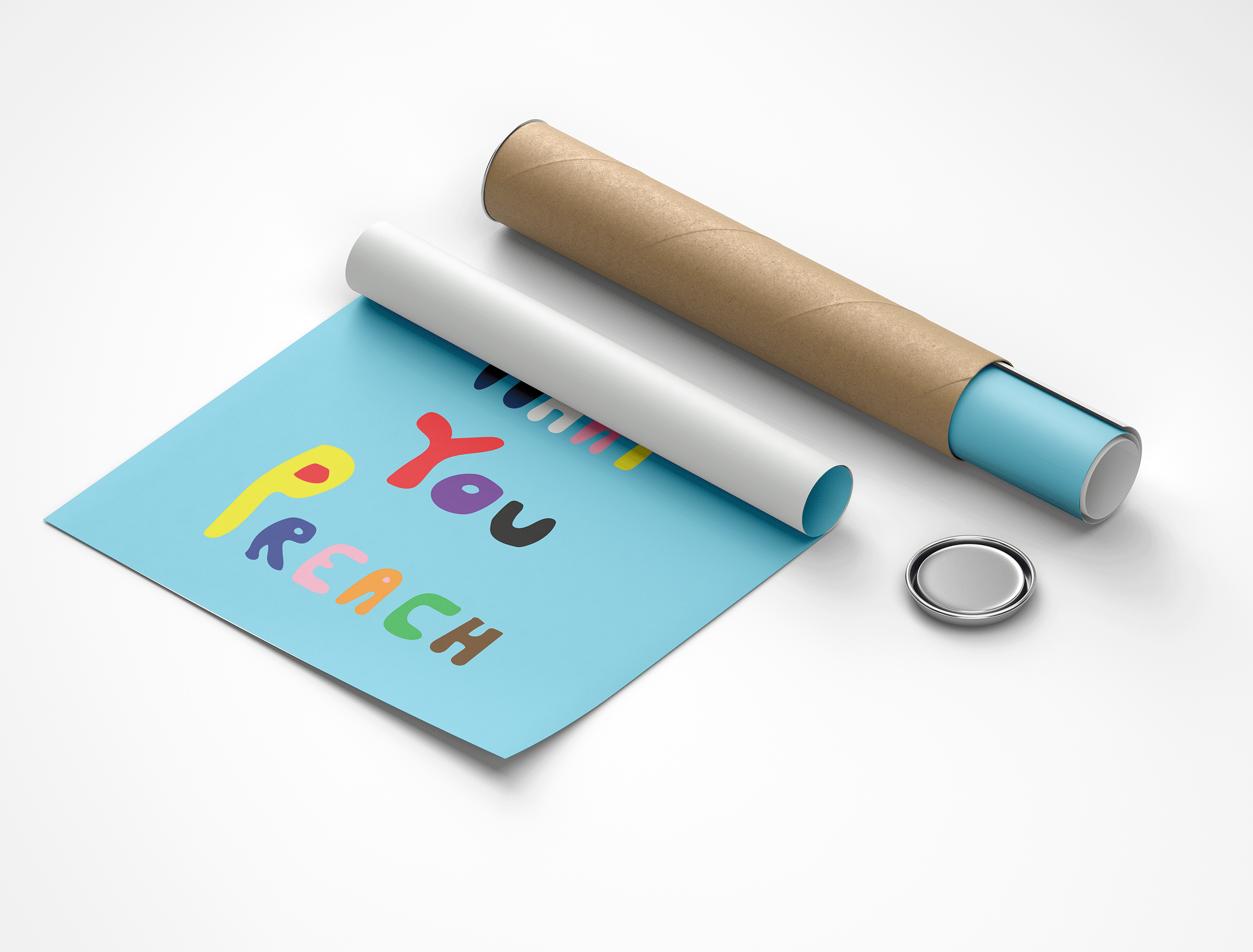 Practice What you Preach Poster on Blue Background in poster tube