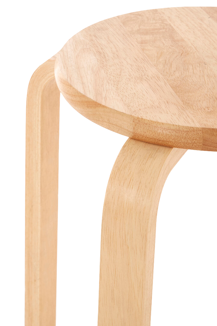 STACK Four-legged Bent Rubber Wood Stool − stackable