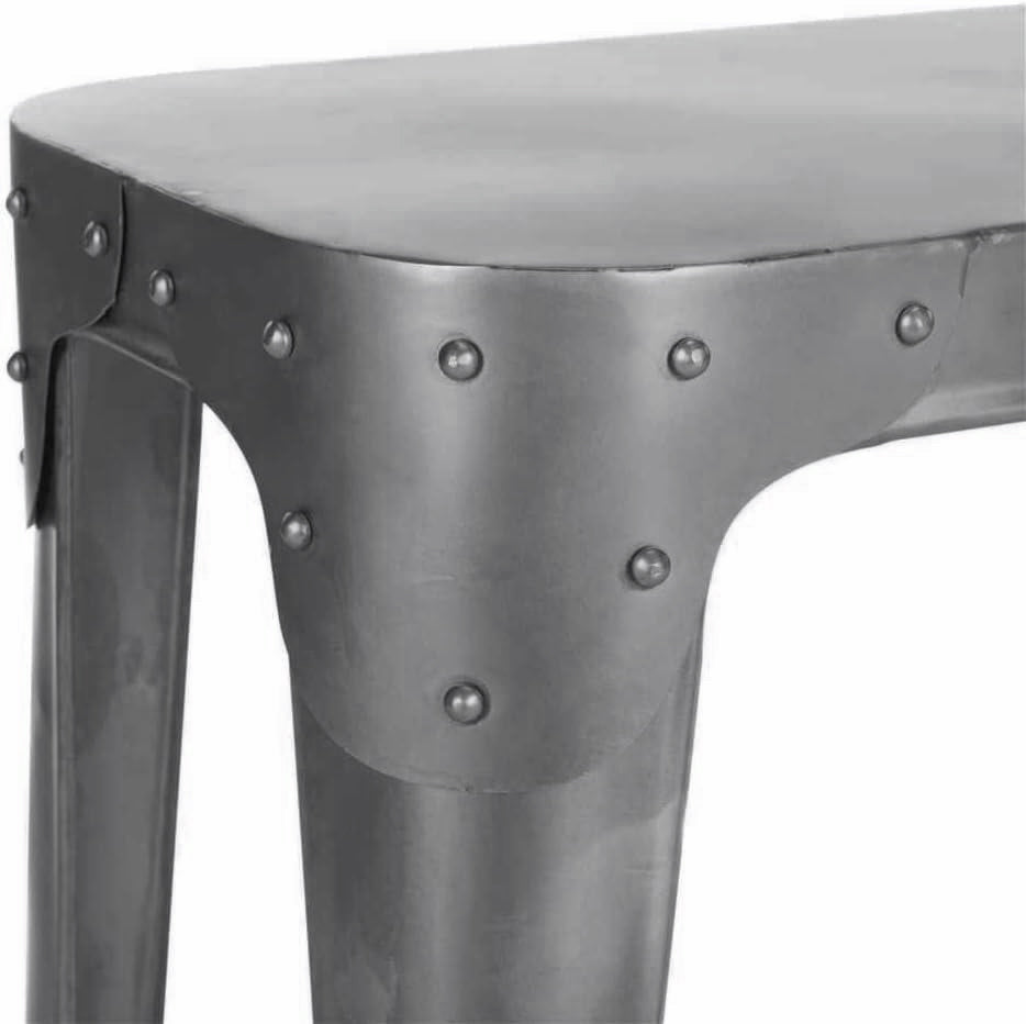 Silver Aero Console Table on white background close up