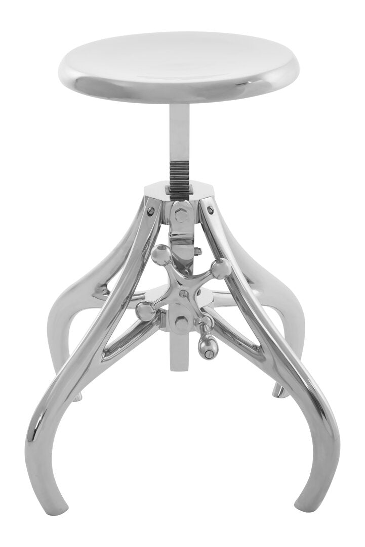 Chrome adjustable stool on a white background
