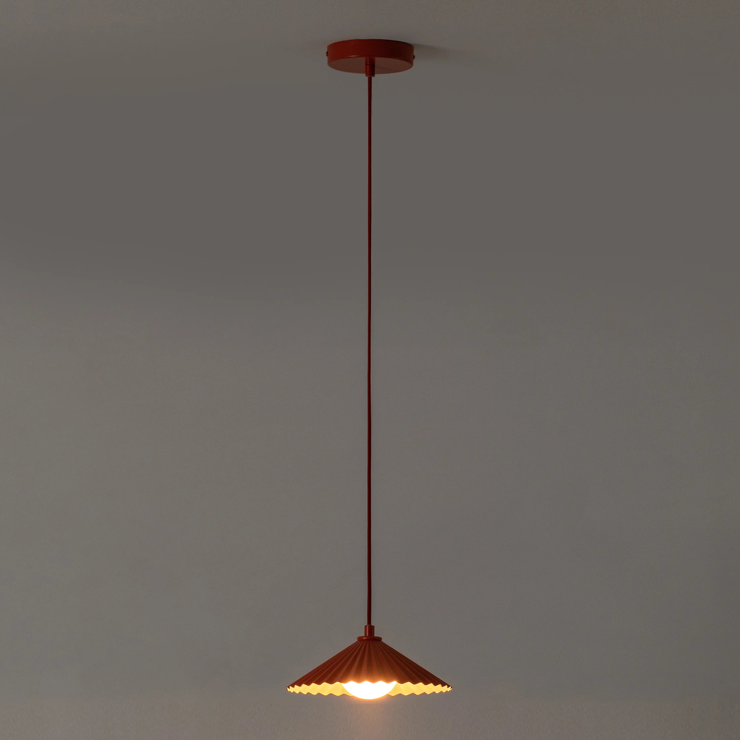 Burnt Orange Pleat Pendant Ceiling Light − Small − Houseof X Emma Gurner houseof.com