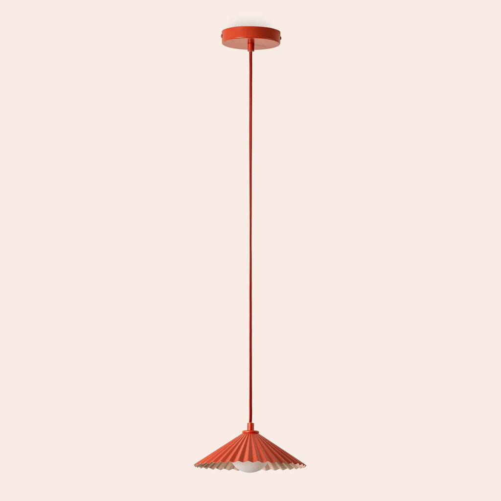 Burnt Orange Pleat Pendant Ceiling Light − Small − Houseof X Emma Gurner houseof.com