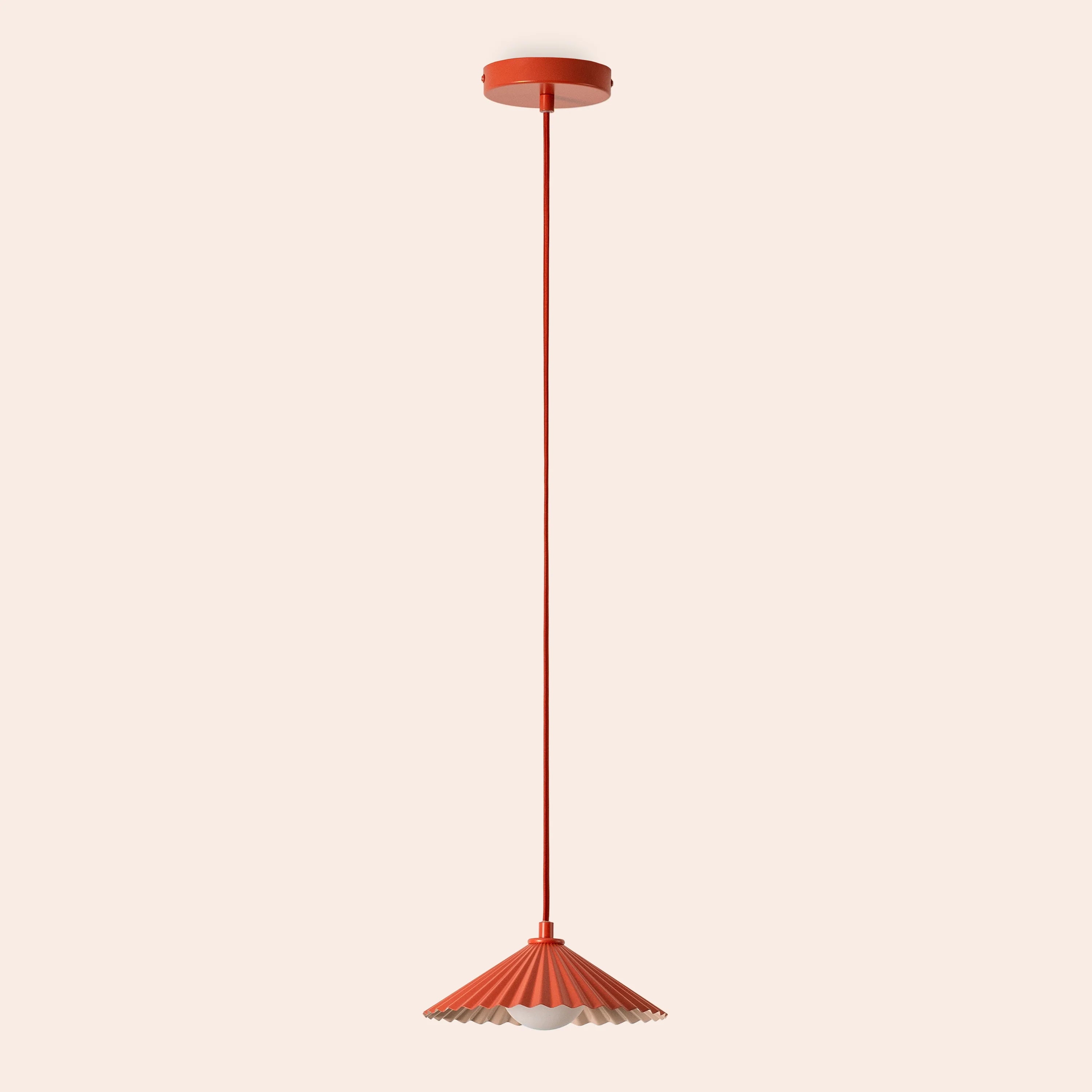 Burnt Orange Pleat Pendant Ceiling Light − Small − Houseof X Emma Gurner houseof.com