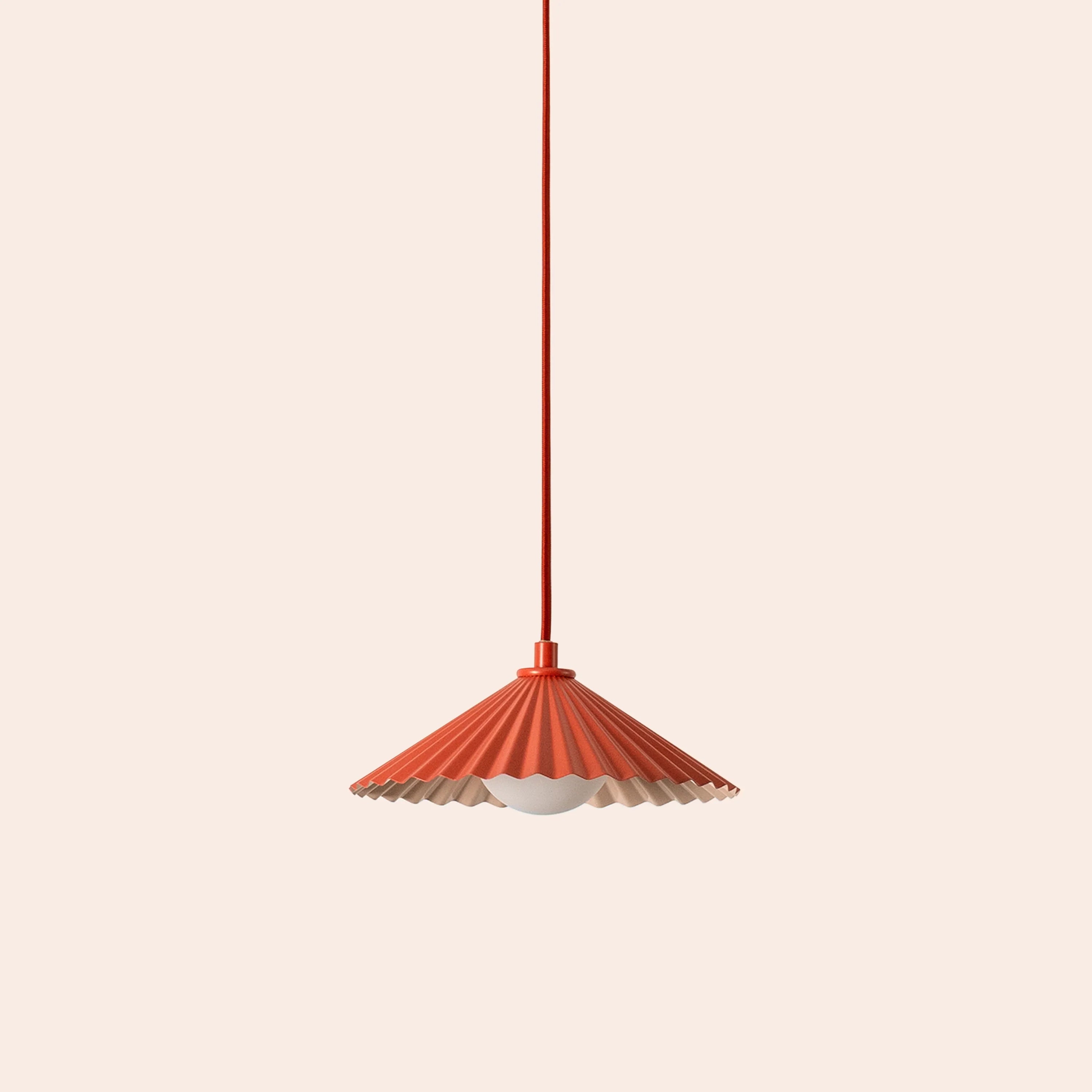Burnt Orange Pleat Pendant Ceiling Light − Small − Houseof X Emma Gurner houseof.com