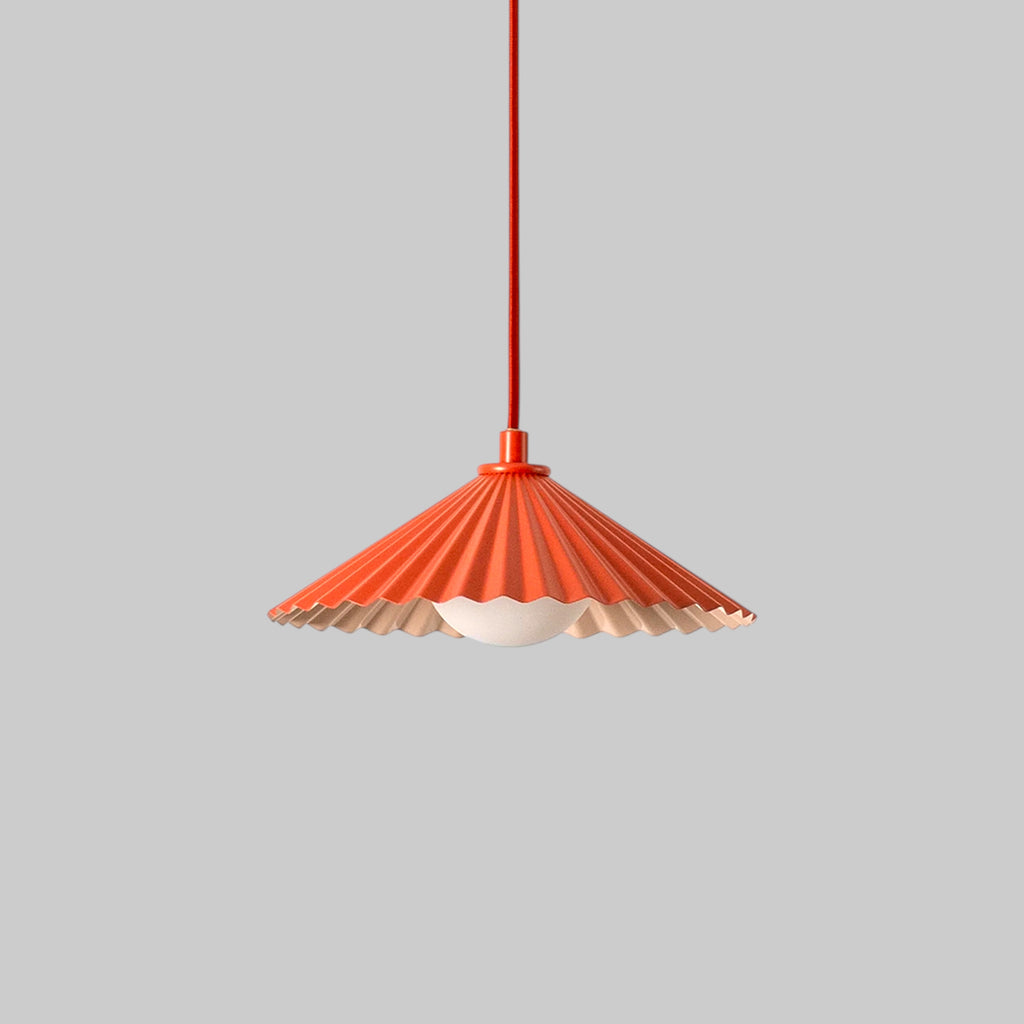 Burnt Orange Pleat Pendant Ceiling Light − Small − Houseof X Emma Gurner houseof.com