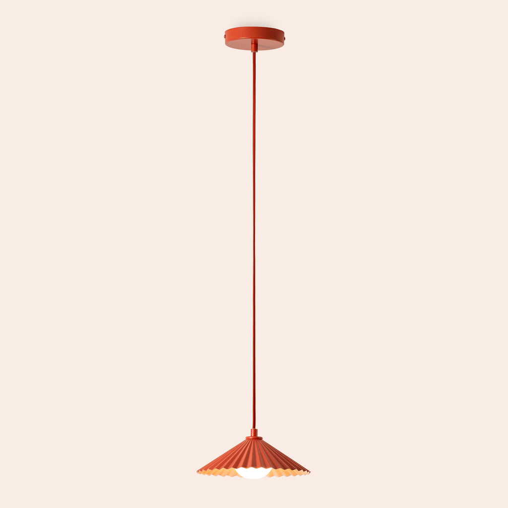 Burnt Orange Pleat Pendant Ceiling Light − Small − Houseof X Emma Gurner houseof.com