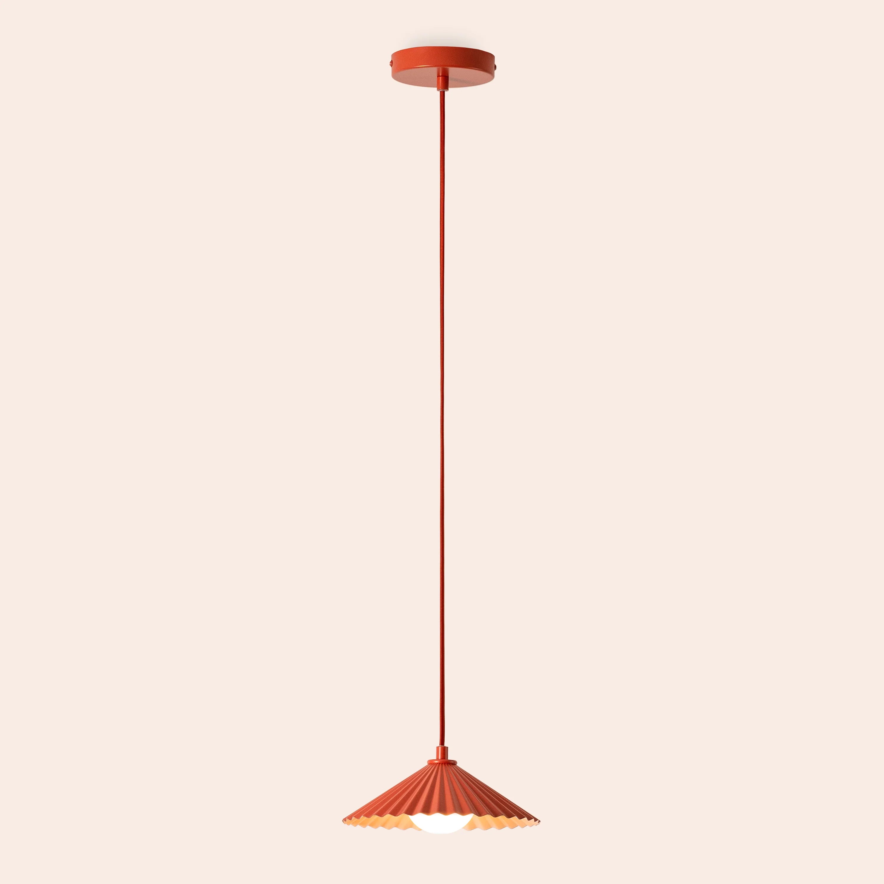 Burnt Orange Pleat Pendant Ceiling Light − Small − Houseof X Emma Gurner houseof.com