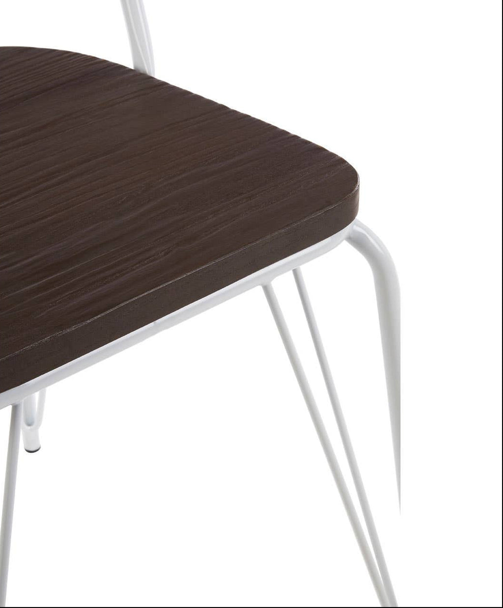 White Metal and Elm Wood Dining Chair