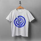 White T-Shirt with Blue Print of This is not for sale artwork