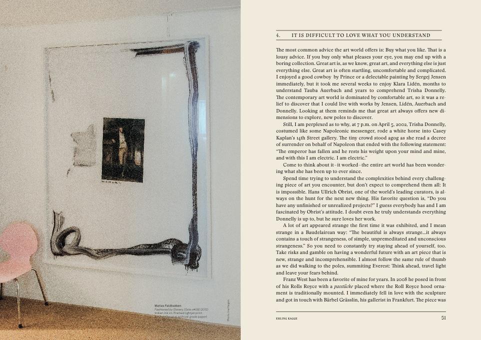 Art installation in a gallery with text on the right side.