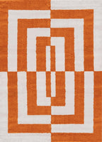 Joli Geometric Orange & White Rug | Rectangular | 80x150cm − 200x290cm 240X340 cm The Rugs