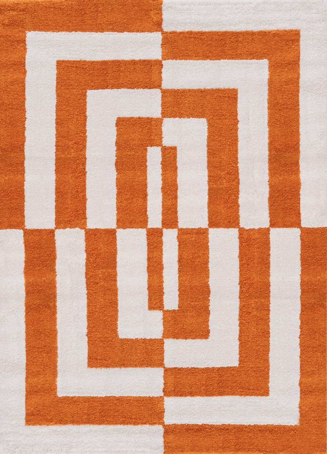 Joli Geometric Orange & White Rug | Rectangular | 80x150cm − 200x290cm The Rugs