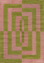 Joli Geometric Green & Pink Rug | Rectangular | 80x150cm − 200x290cm The Rugs