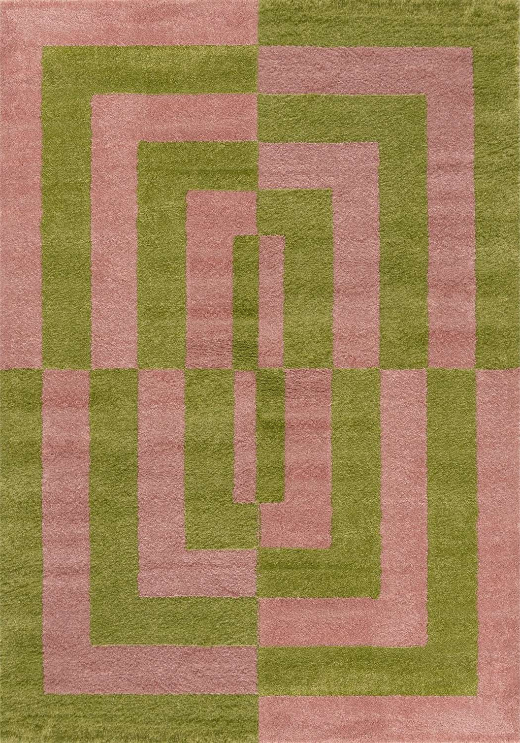 Joli Geometric Green & Pink Rug | Rectangular | 80x150cm − 200x290cm The Rugs