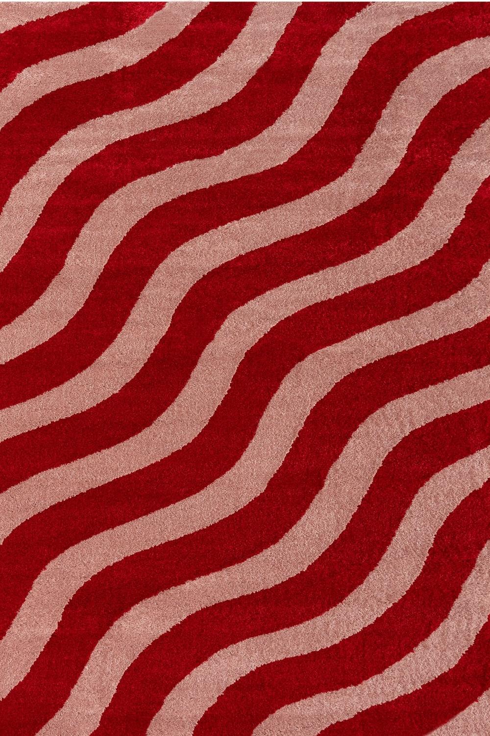 Joli Wave Red & Pink Rug | Rectangular | 80x150cm − 200x290cm 240X340 cm The Rugs