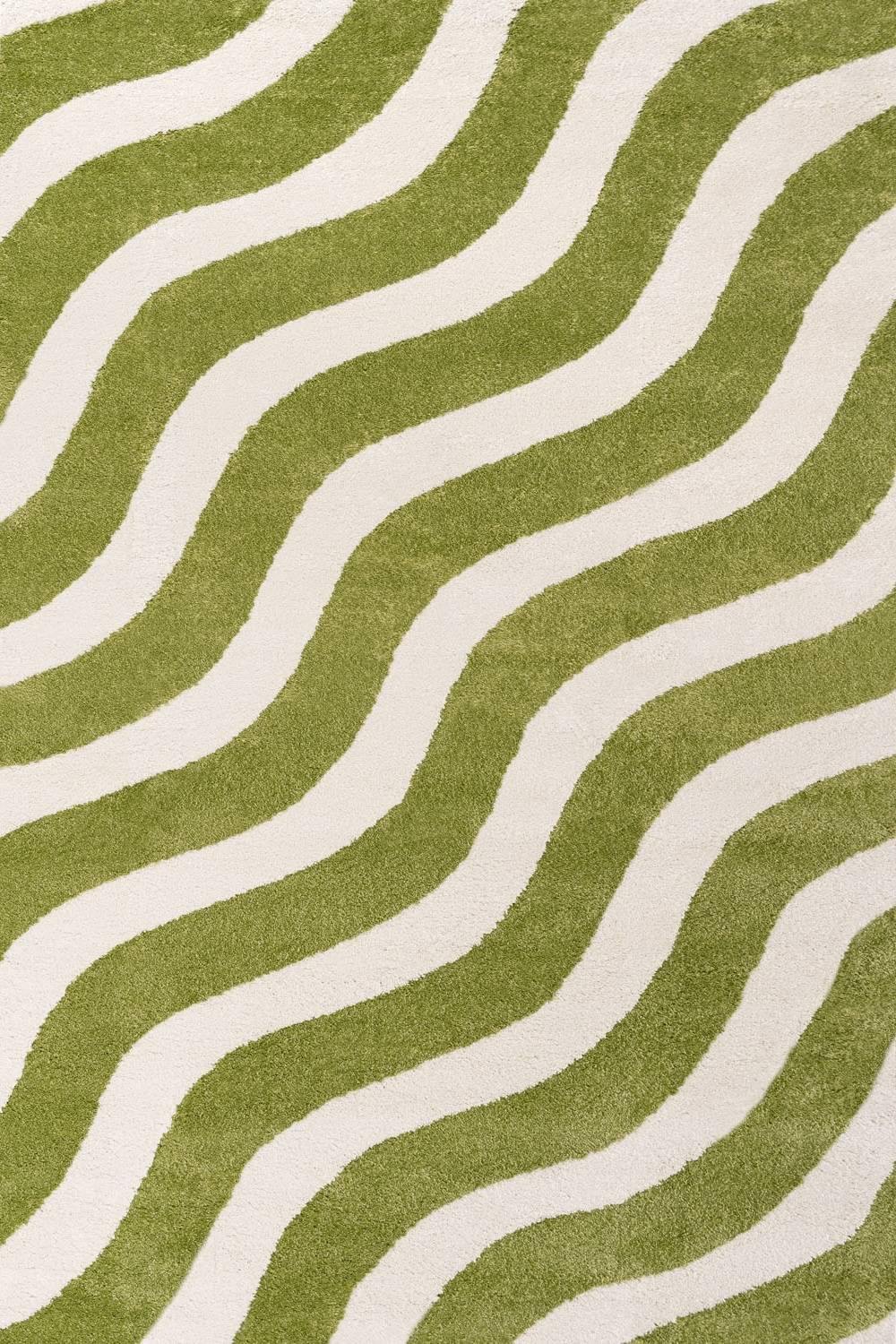 Joli Wave Green & White Rug | Rectangular | 80x150cm − 200x290cm The Rugs