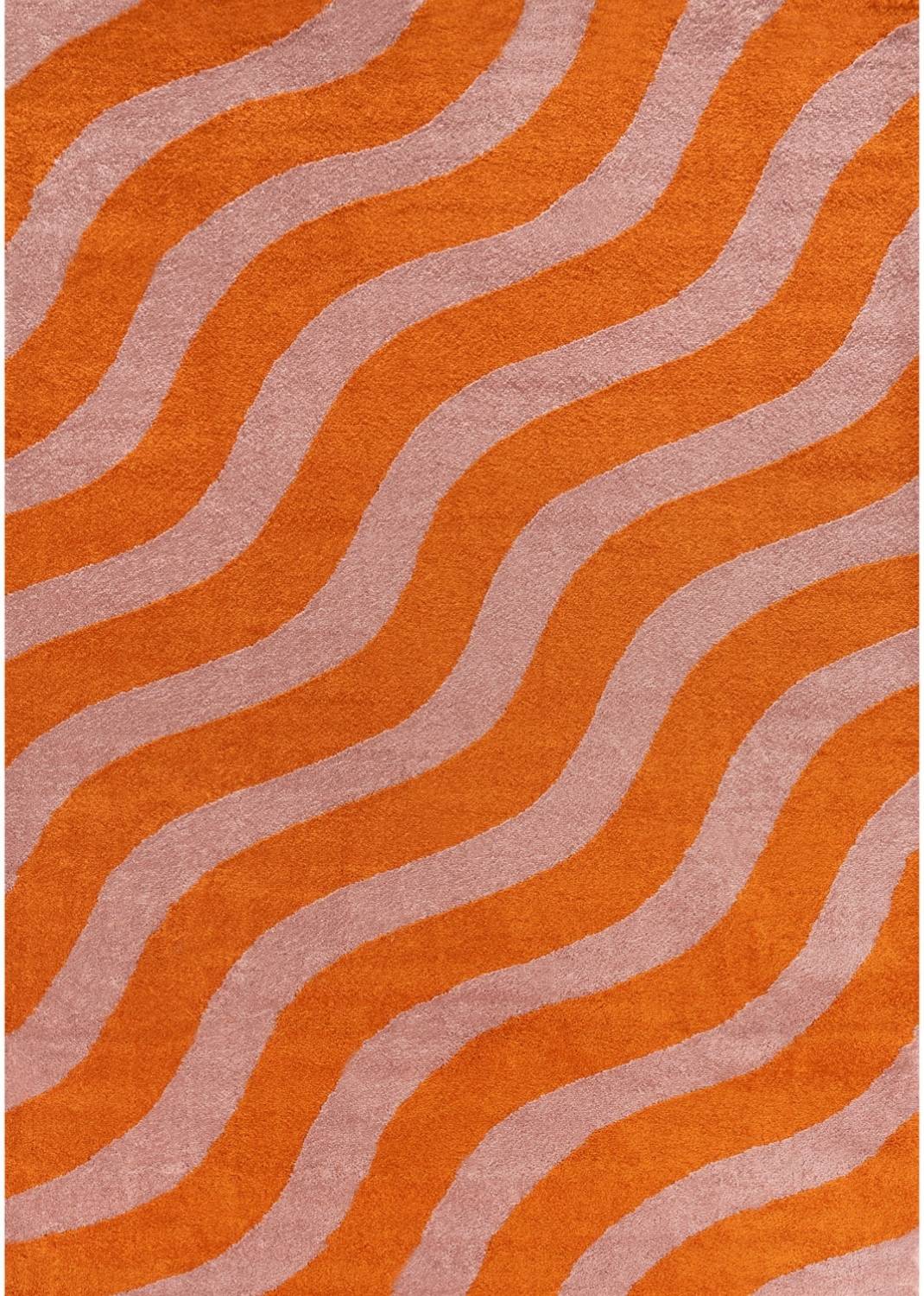 Patterned orange and pink fabric rug