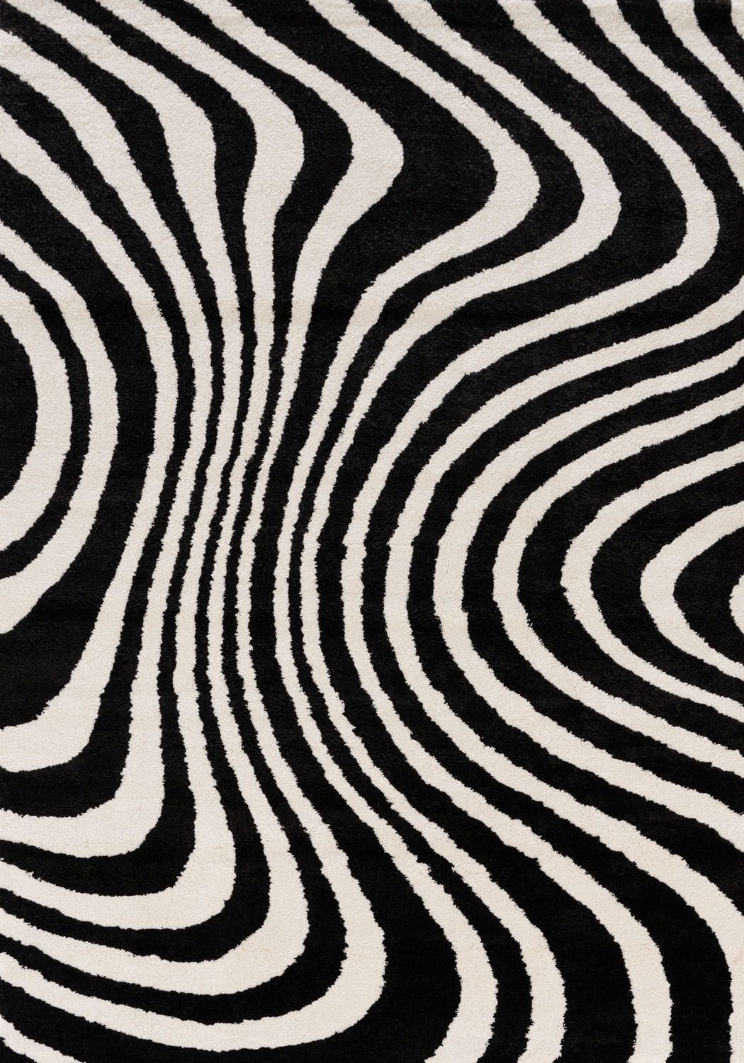 Black and white wavy pattern rug