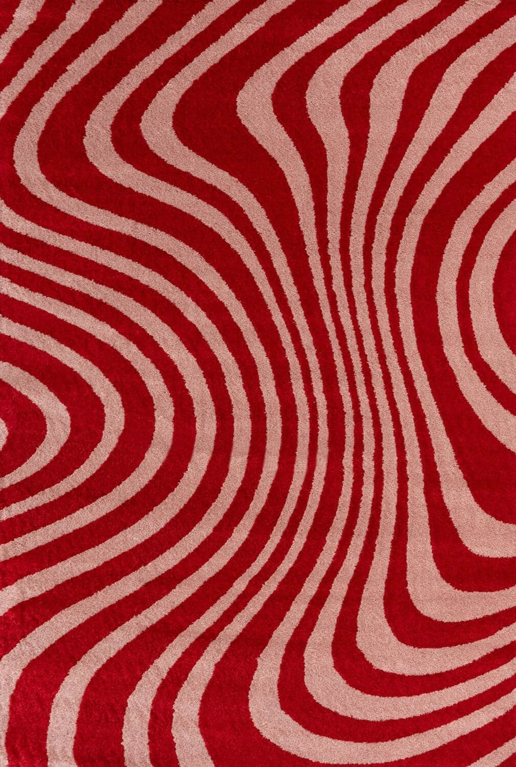 Red and pink wavy patterned rug