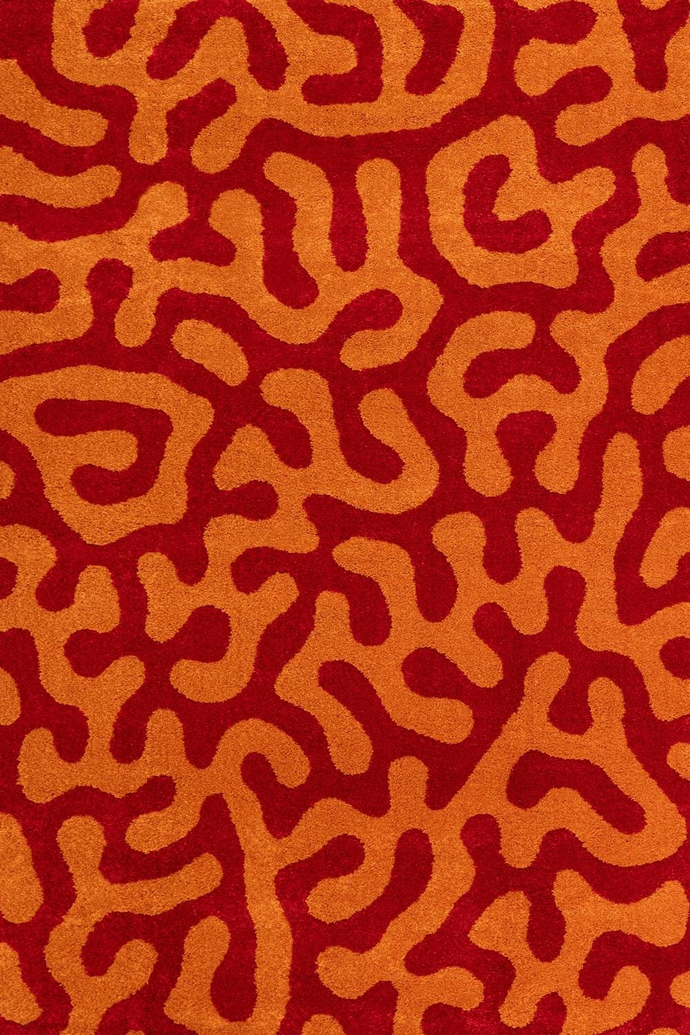 Red and orange patterned rug
