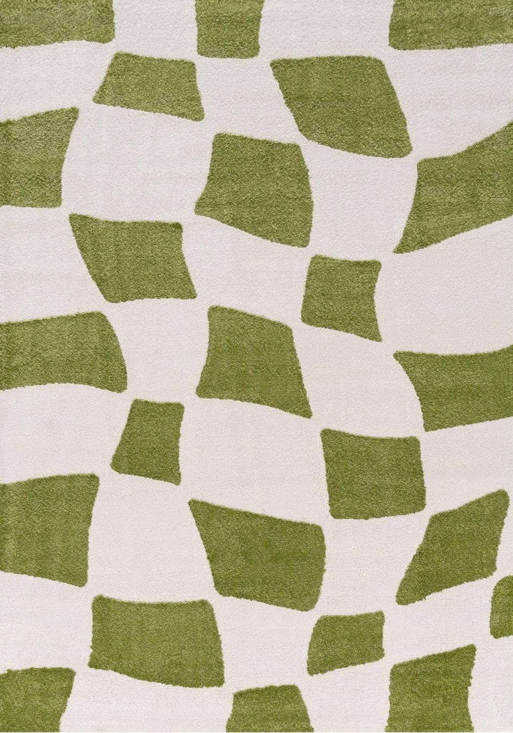 Green and white geometric pattern rug