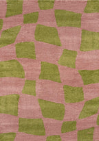 Joli Checkered Green & Pink Rug | Rectangular | 80x150cm − 200x290cm The Rugs