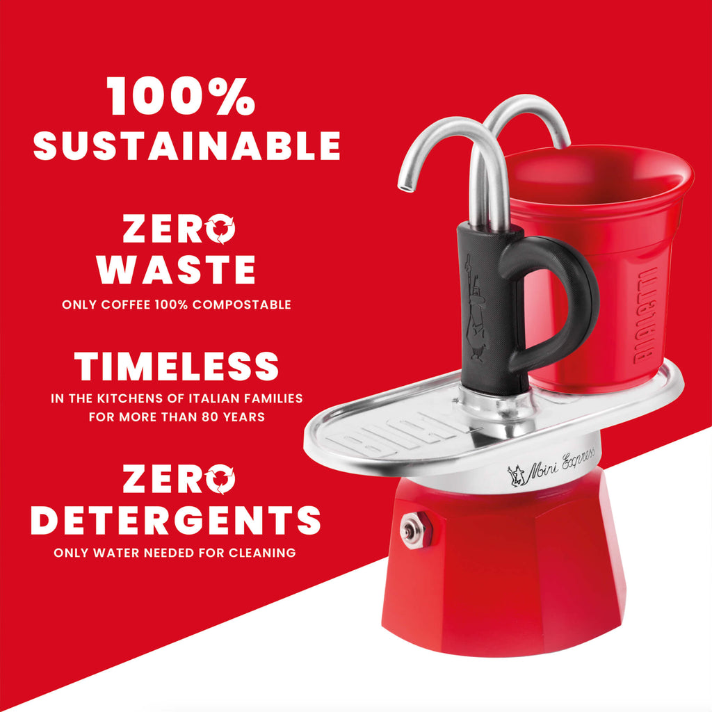 Bialetti Mini Express Double Serve (2 Cups & 2 Cup Coffee Maker) Brew Italia