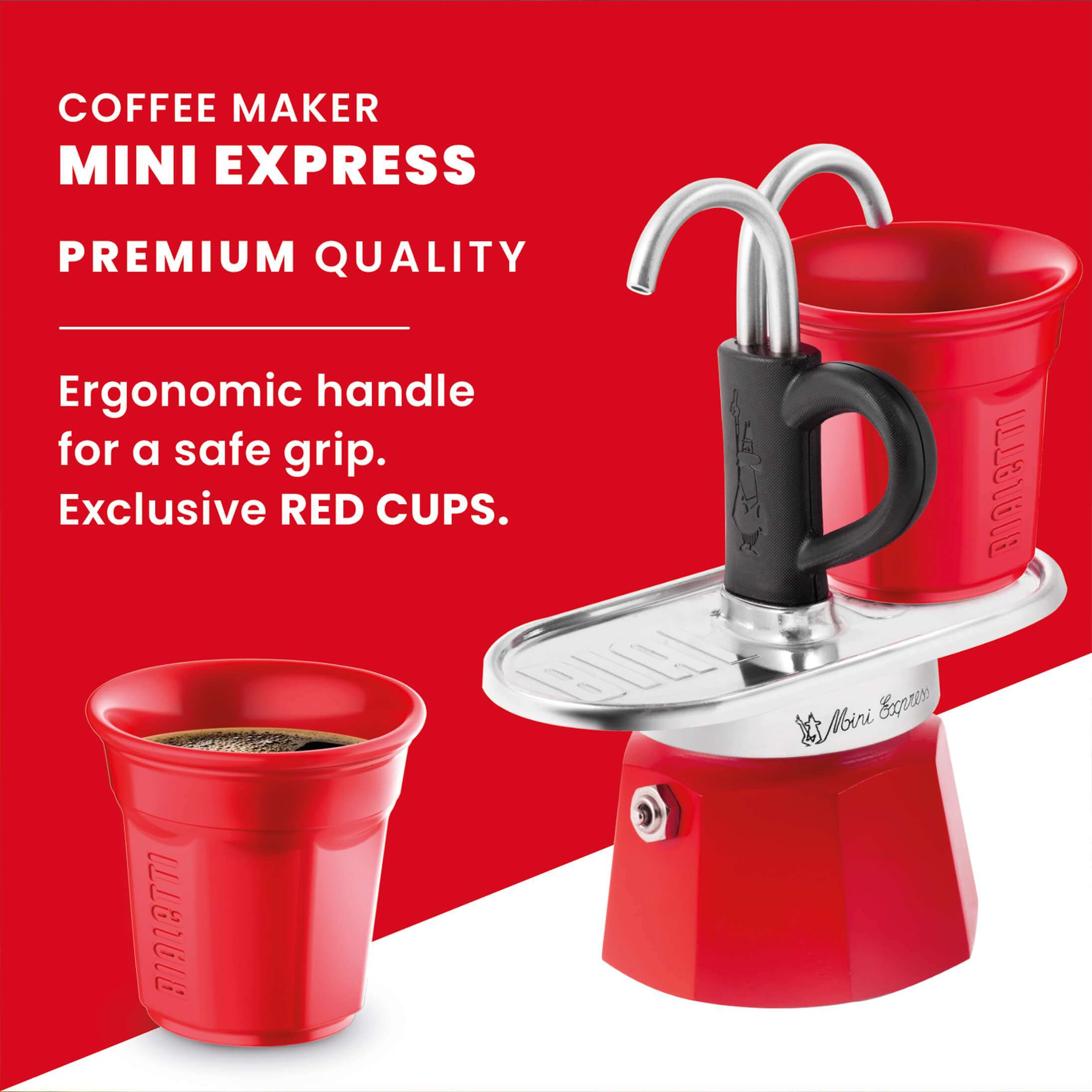 Bialetti Mini Express Double Serve (2 Cups & 2 Cup Coffee Maker) Brew Italia